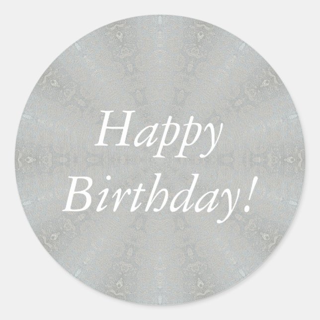 Blancs Joyeux Anniversaire sur Stickers Argent Déc (Devant)