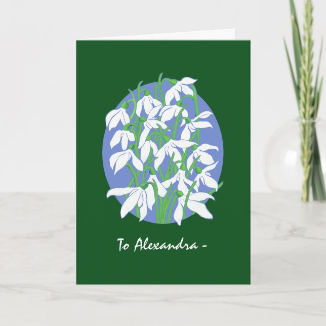 Blancs neige sur Green Janvier Carte d'anniversair (Devant)