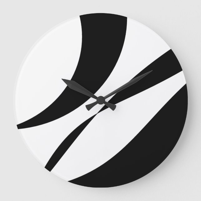 Blancs noir Design Carré Horloge murale (Recto)