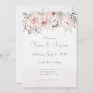 Blancs Peony Silver Eucalyptus Faire-part de maria