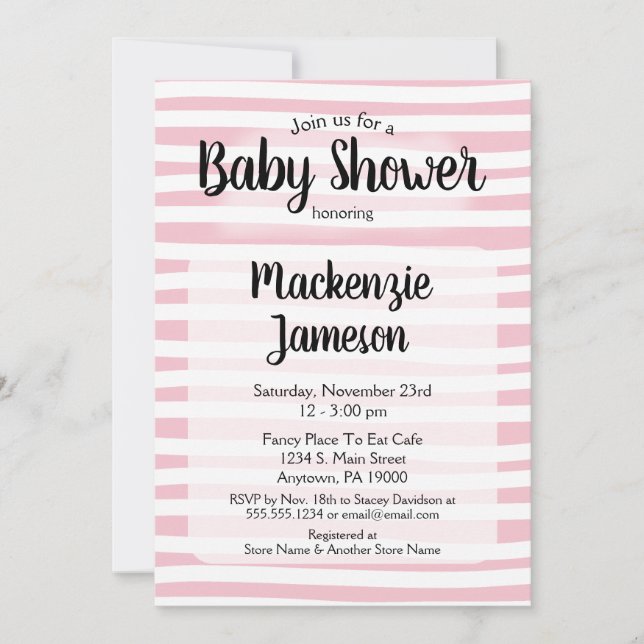 Blancs rose Baby shower Invitation fille (Devant)