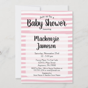 Blancs rose Baby shower Invitation fille