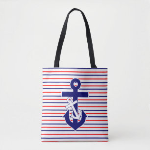 Blancs rouges et brèves de marine avec Ancres Sac