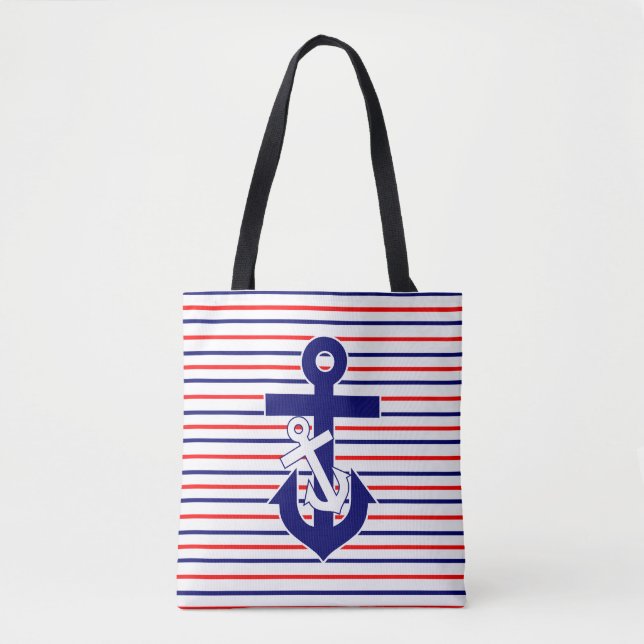 Blancs rouges et rayures de marine avec Sac fourre (Devant)