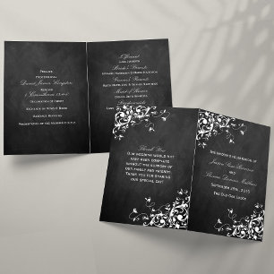 Blancs Sur Chalkboard Mariage Bi-Fold Programme