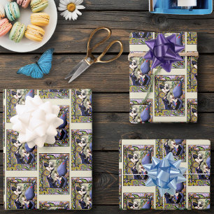 Blande Fairy Floral Purple Wrapping Paper Sheet