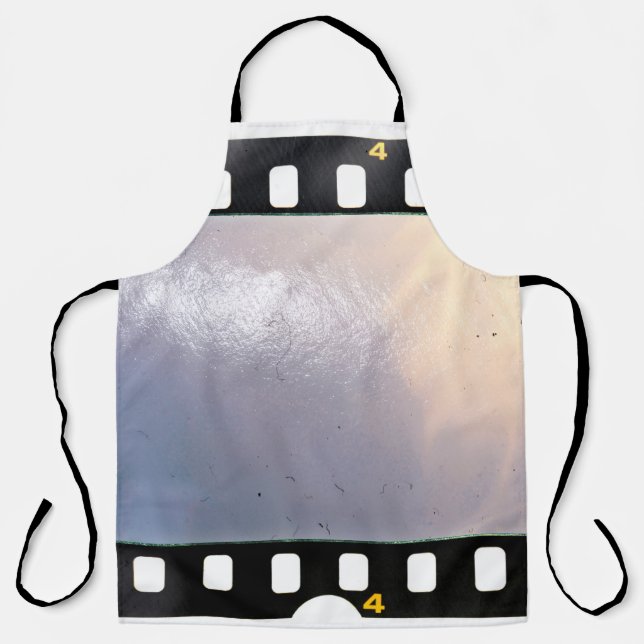 Blank 35mm film frame or strip on white background apron (Front)