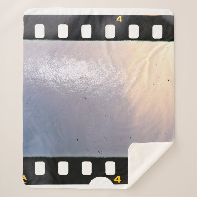 Blank 35mm film frame or strip on white background sherpa blanket (Front)