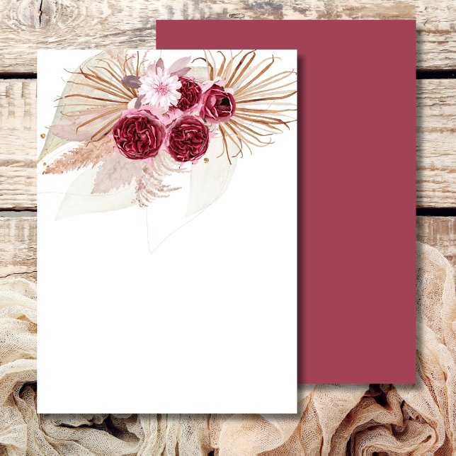 Blank Add Your Own Boho Burgundy Pampas Grass  Invitation (Creator Uploaded)