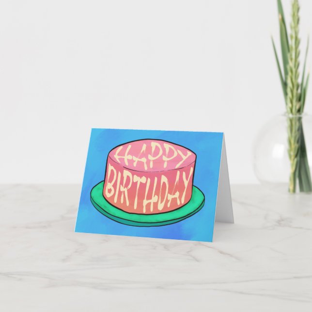 Blank Artistic Cake Birthday Card (Front)