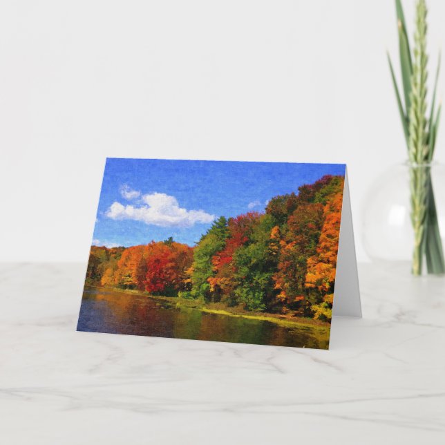 Blank Autumn Landscape Scene Greeting Card (Front)