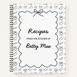 Blank B&W Cookbook Write Your Own Favorite Recipe  Notebook