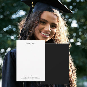 Blank B/W Personalized Graduation Thank You Card