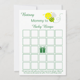 Blank Baby Shower Bingo Cards with Bumblebee