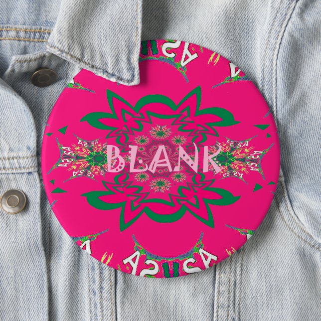 Blank Baby Vivid Pink Floral Purple Shade Monogram 6 Inch Round Button (In Situ)