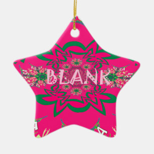 Blank Baby Vivid Pink Floral Purple Shade Monogram Ceramic Ornament