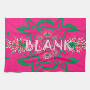 Blank Baby Vivid Pink Floral Purple Shade Monogram Kitchen Towel