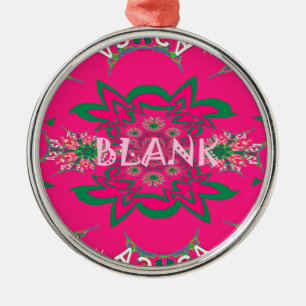 Blank baby vivid pink floral purple shade monogram metal ornament
