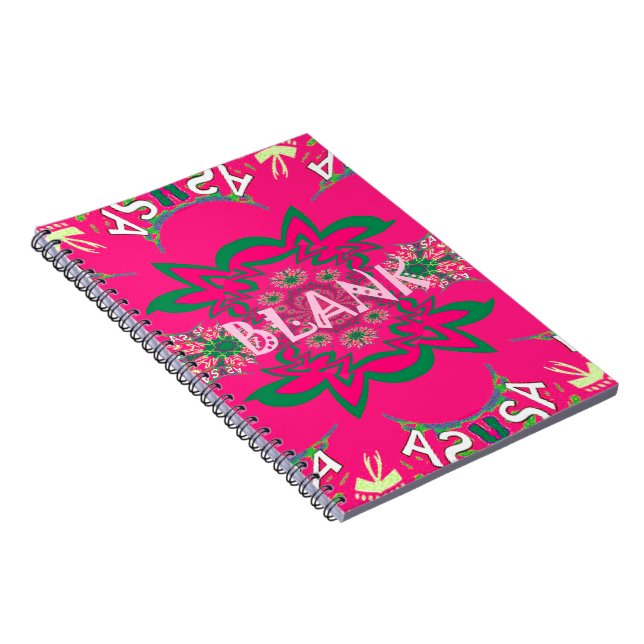 Blank Baby Vivid Pink Floral Purple Shade Monogram Notebook (Right Side)