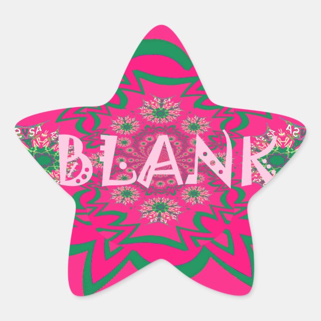 Blank Baby Vivid Pink Floral Purple Shade Monogram Star Sticker (Front)