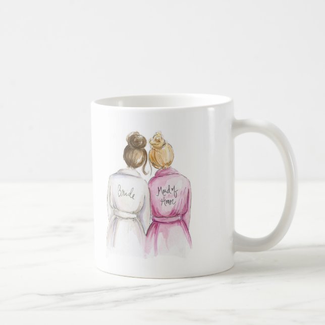 Blank Back Mug Brunette Bride Blonde Maid of H (Right)