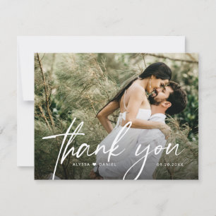 Blank back Wedding Photo Minimal Modern Thank You Card