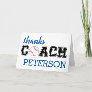 Blank baseball coach thank you card - 2018 season