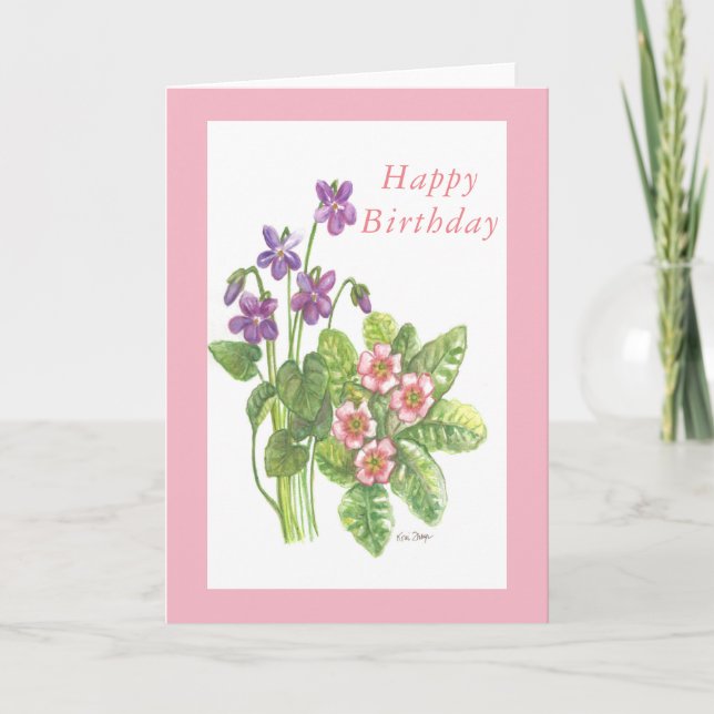 Blank birthday card February birth flowers (Front)