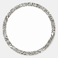 Blank black and white floral Label