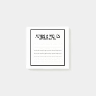 Blank Black and White Wedding Advice and Wishes Post-it Notes
