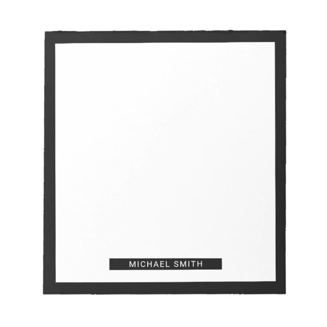 Blank Black and White with Custom Name Notepad (Front)