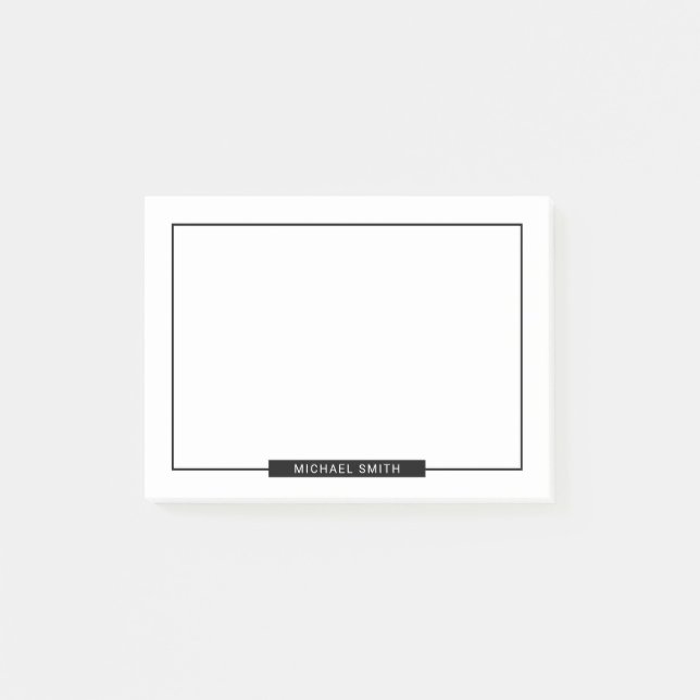 Blank Black and White with Custom Name Post-it Notes (Front)