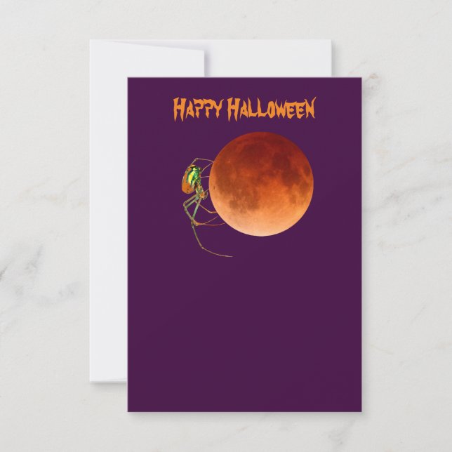 Blank Blood Moon Spider Halloween Party Invitation (Front)