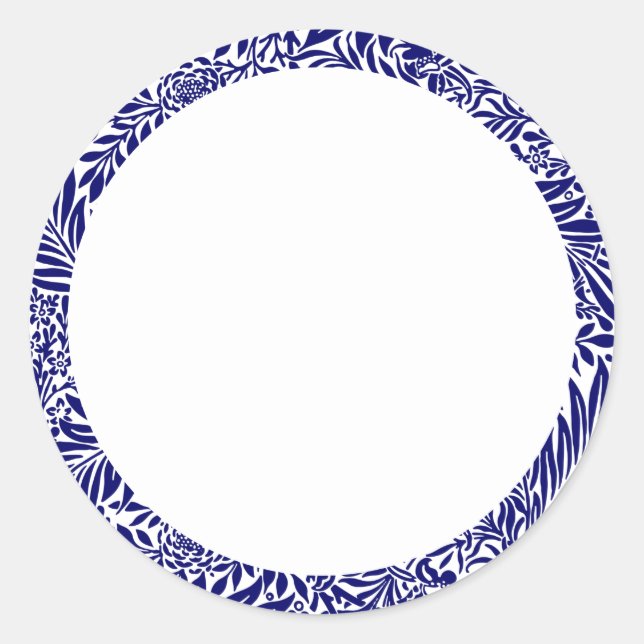 Blank blue and white floral Label (Front)