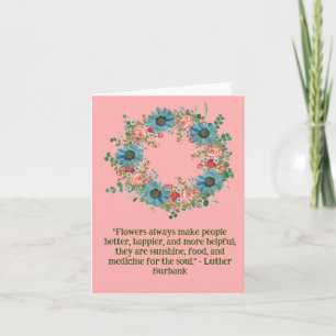 Blank Blue Flower Watercolor Floral Wreath Card