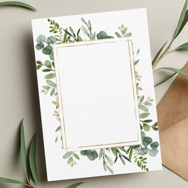 Blank Botanical Gold Greenery Invitation (Creator Uploaded)