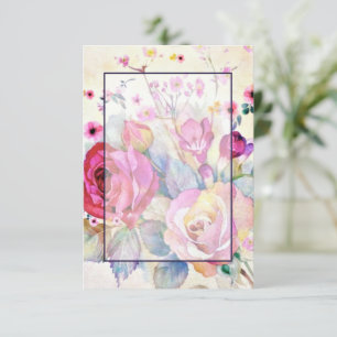 Blank budet Pink floral wedding Invitation