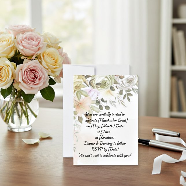 Blank budget Autumn Floral wedding  Invitation (Creator Uploaded)