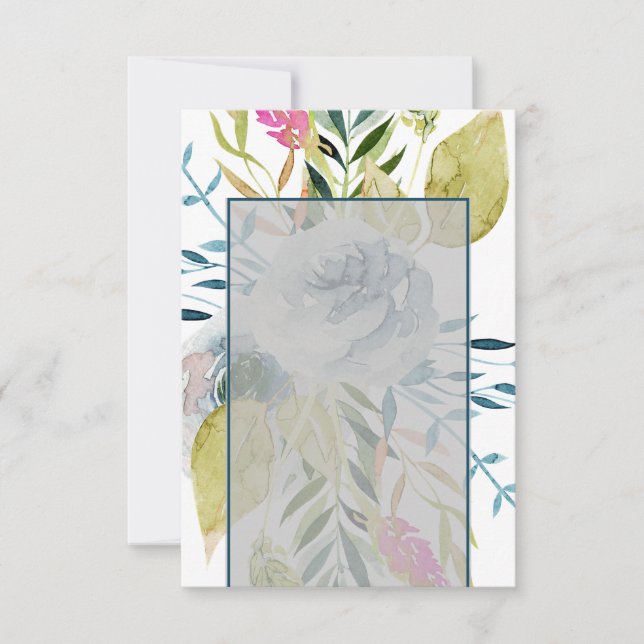 Blank budget Blue watercolor floral wedding  Invitation (Front)