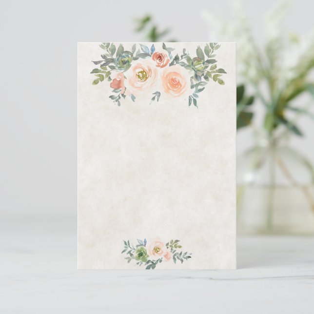 Blank budget Blush and green  floral wedding  Invitation (Standing Front)