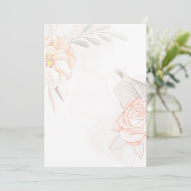 Blank budget Blush pink roses Wedding  Invitation (Standing Front)