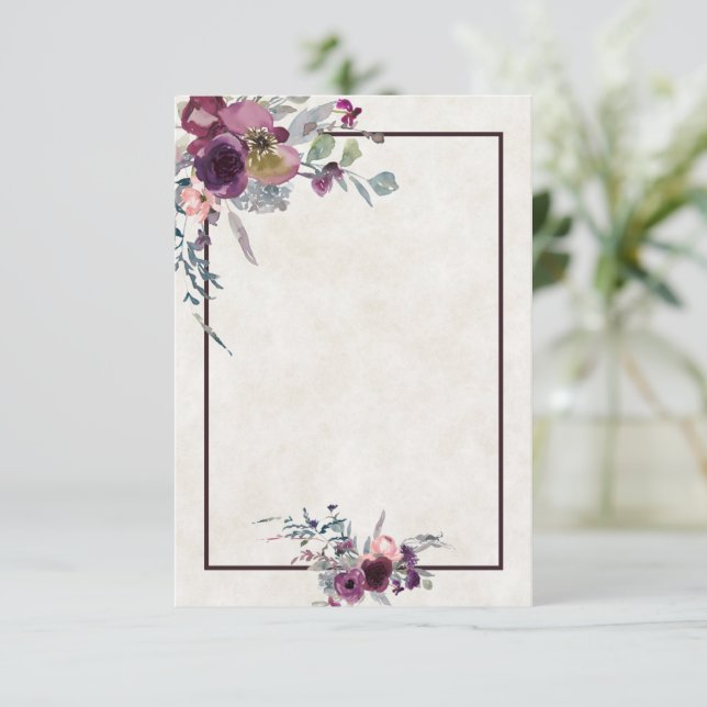 Blank budget Burgundy and pink floral wedding  Inv Invitation (Standing Front)