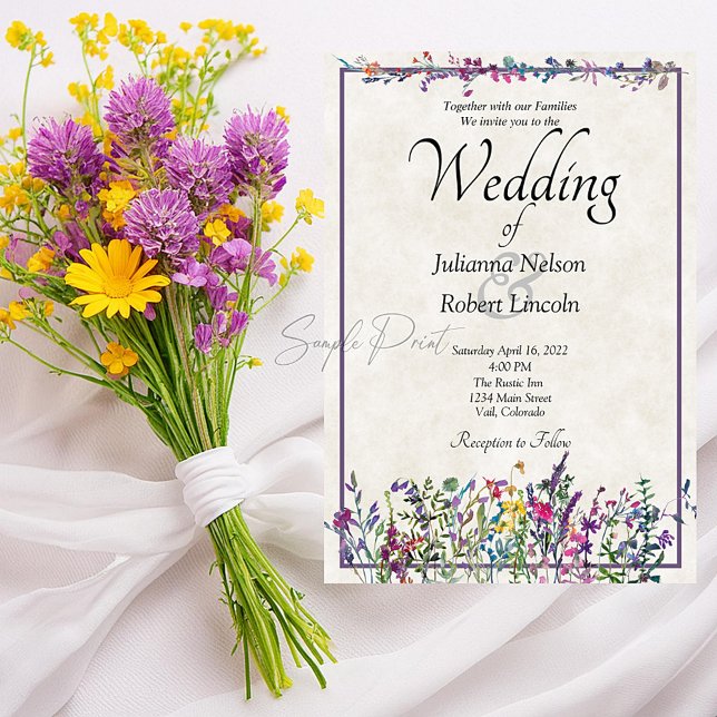 Blank budget Colourful wildflowers wedding  Invita Invitation (Creator Uploaded)