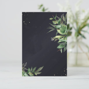 Blank budget Elegant greenery on black wedding Invitation