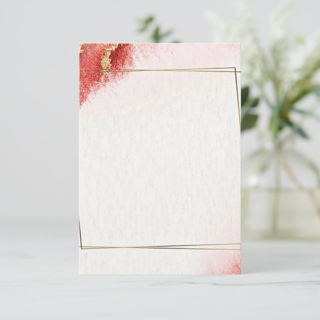 Blank budget Elegant red and gold wedding  Invitation (Standing Front)