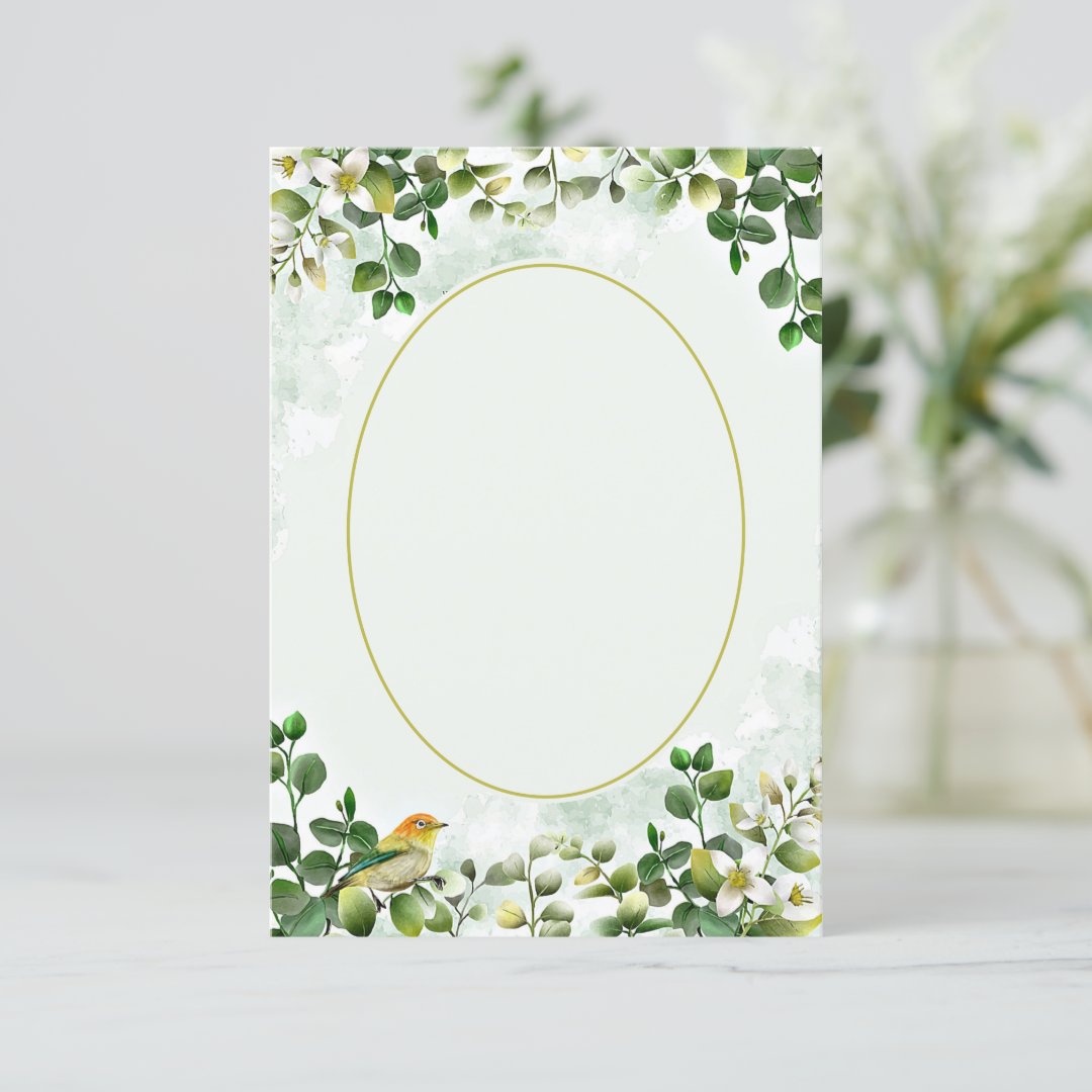 Blank budget Eucalyptus in green and gold wedding Invitation Zazzle