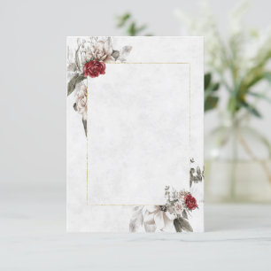 Blank budget floral in red and mist wedding invitation