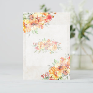 Blank budget Ginger watercolor floral wedding  Invitation