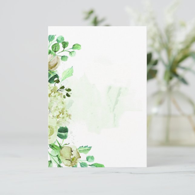 Blank budget Green floral wedding  Invitation (Standing Front)