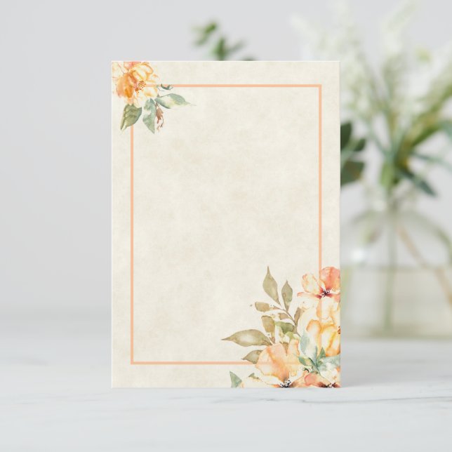Blank budget Orange and yellow floral wedding  Inv Invitation (Standing Front)